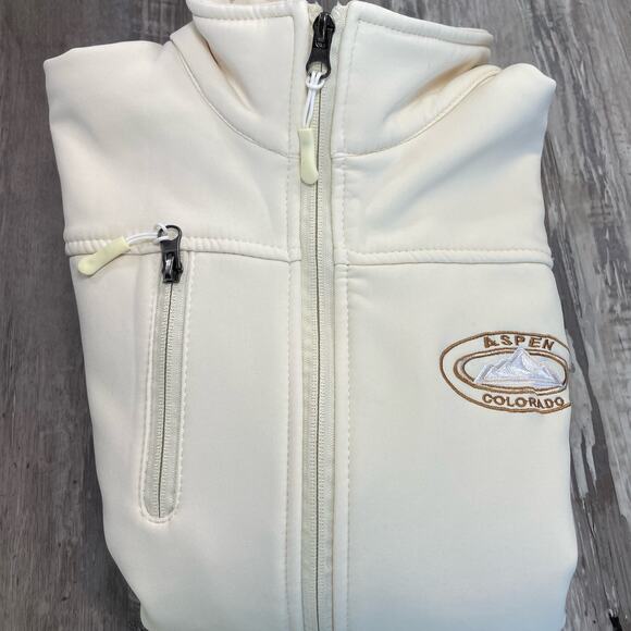 Aspen Fleece Zip Up Jacket Beige Softshell Ivory Beige Womens Large - Picture 1 of 14